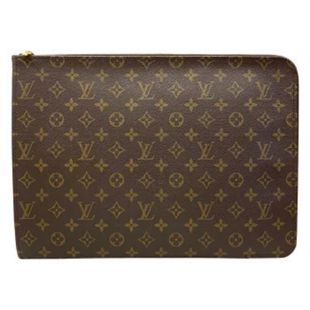 LOUIS VUITTON Poche Documents Clutch Bag Case Shoulder Monogram Brown Leather
